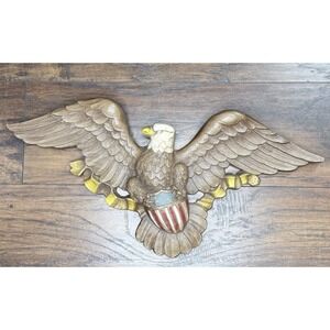 Syroco Bald Eagle w/Shield 5172 USA 22.5" Mid Century Modern 1966 Plaque Hanging